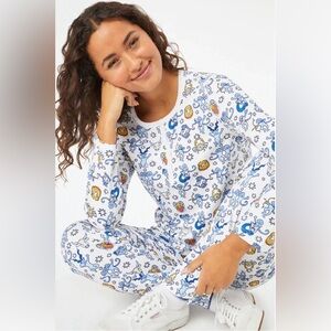 Roller Rabbit Women’s S Monkey Lion Astrology Pajama Top & Pants Cotton